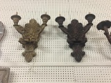 PAIR OF WOODEN CARVED WALL SCONCES