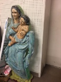 SOLID WOOD MOTHER MARY AND BABY FIGURE