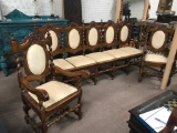 SOLID WOOD BENCH AND 2 CHAIRS