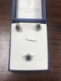 SAPPHIRE & DIAMOND EAR RINGS AND RING