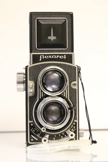 Meopta Flexaret TLR Camera with Leather Case and Plastic Lens Cover
