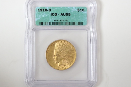 1910 D $10 Gold Coin, Indian Head Eagle