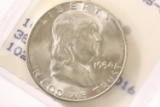 1954 S 50c Silver Coin, Franklin