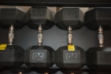 70 lb Pair of York Rubber Hex Dumbbells