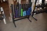 Fitness Class Dumbell Storage Rack and Weights