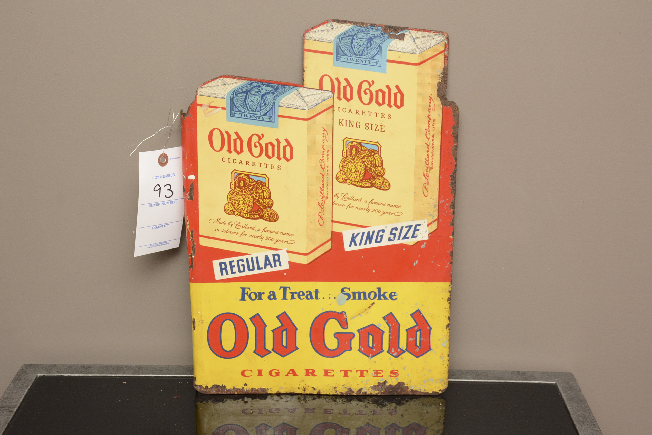Old Gold Cigarettes Sign Double Sided Flange Sign