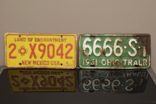 "(2) License Plates 1961 Ohio Trailer Plate