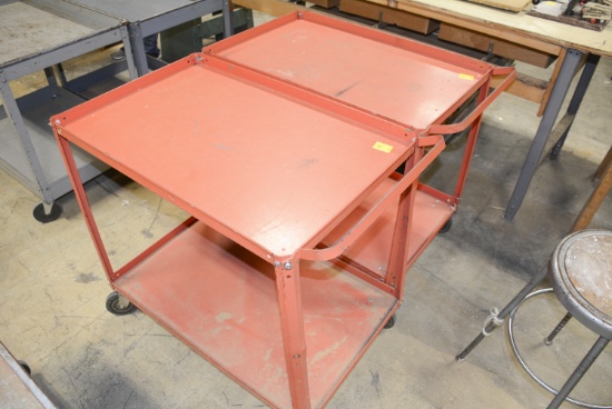 (2) Orange Metal Material Handling Carts
