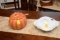 Pumpkin Tureen & White Cover Dish