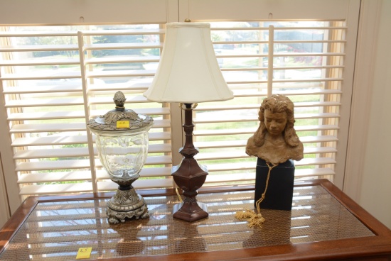 Lamp, Urn & Ladies Bust