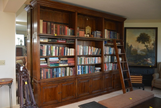 Walnut Book Case With Ladder 15"D x 96"T x 121"L