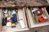 2 Drawers of Flashlights, Tape Measure & Misc.