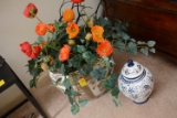 Large Porcelain Planter & Blue & White Urn