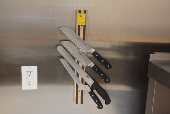 Magnetic Knife Holder with 4 Commercial Knives