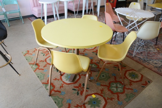Vintage Yellow Table and Four Chairs