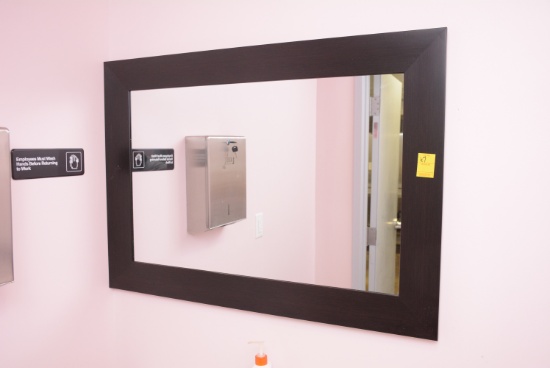 Mirror and Small Trash Can