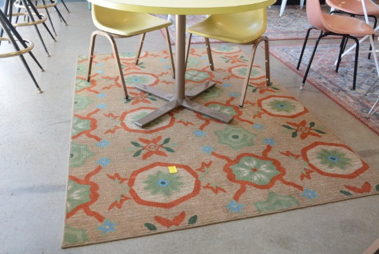 Beige Floral Pattern Rug - 4X6