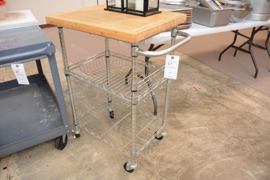 Kitchen Cart with Butcher Block Top