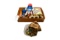 Flat of Lunch Pail, Early Marbles, M&M Motorcycle Figure