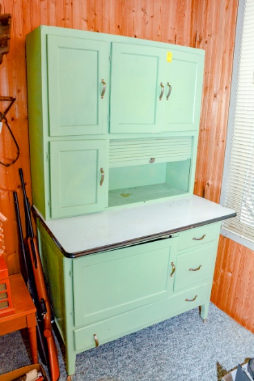 Vintage Kitchen Cabinet with Porcelain Top & Flour Bin