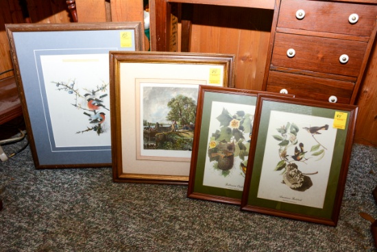 (4) Prints Birds & Outdoor Scene