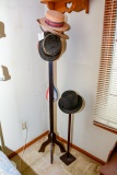 Hall Tree with Vintage Hats; Small Hat Stand w/Hat
