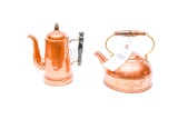 Copper Coffee Pot; Bicentennial Paul Revere Tea Kettle