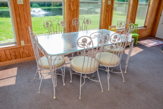 Wrought Iron Patio Table And 6 Chairs