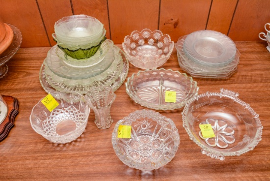 Large Quantity Cut Glass, Snack Plates, Dinner Plates, Bowls, Variables