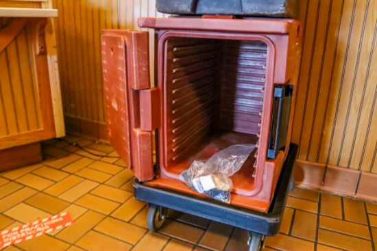Red Cambro Hot Food Box, w/cart, 18"x24"x24"