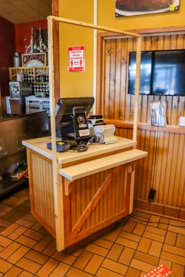 Wood Check Out Station, Solid Surface Top