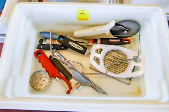Tote of Misc. Kitchen Utensils