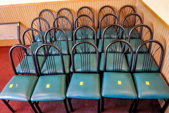 (20) Black Dining Chairs w/vinyl seats, Various Conditions, Preview for Condition