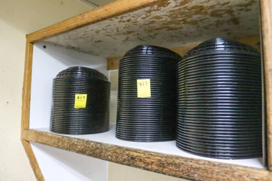 (3) Stacks of Black Plastic Baskets