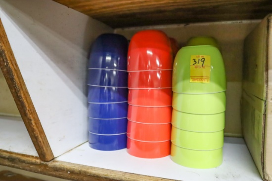 (3) Stacks of Cup of Soup, green, blue, orange