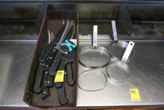 Box of Various Knives; Various Patty Forms