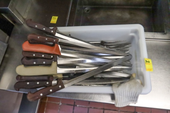 Tote of Various Carving Knives & Forks
