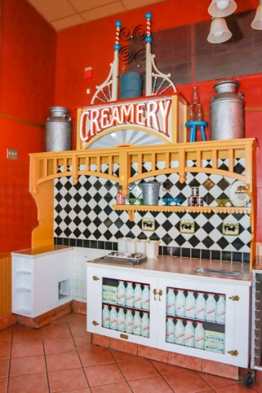 Neon Creamery Lighted Display Cabinet and Antiques, Ice Cream Topping Trays,