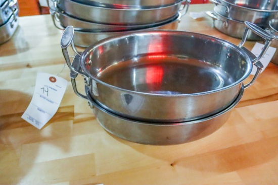 (2) 4-qt Oval Stainless Steel Inserts
