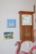 Mission style wall clock and 3 other wall decorations