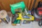 Yard lights, Lawn edging, sprinkler, hose hanger, metal flower holders, rubbers