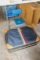 Vintage suitcase and stadium seat