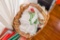 Larage basket of vintage linens