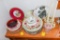 Large assorted glass plates candy dish candle holders
