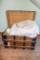 Wood Steamer Trunk full of bedding