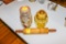 2 vintage canisters and rolling pin
