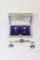Silver tie clip, cuff links, pin