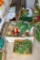 6 boxes of Christmas greenery and décor as well as tree stand