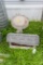 Cement Birdbath and bird feeder