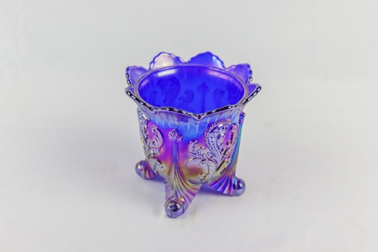 Blue Carnival Glass Bowl